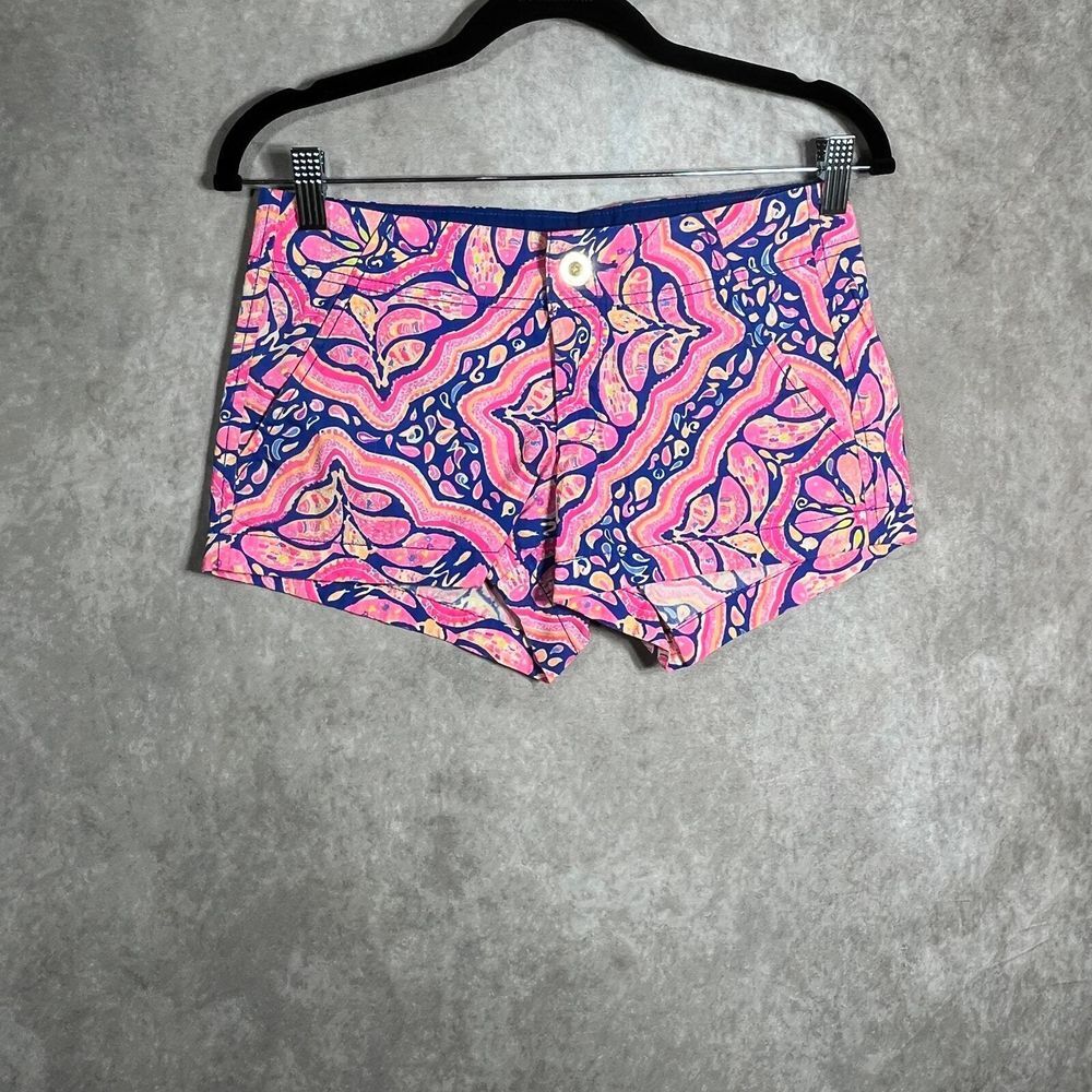 Lilly Pulitzer The Kerrie Shorts Women Size 00 Blue Pink 3" Inseam Casual Resort